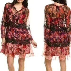 Johnny Was Natasha silk two piece mini dress Size L